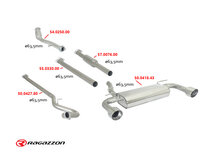 Stainless steel centre silencer has to be installed together with Ragazzon rear silencer  oversized exhaust pipe diameter 63,5 mm