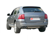 Stainless steel rear silencer left/right each with round Sport Line tail pipe 2x102 mm staggered