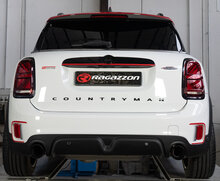 Stainless steel rear tube group N left/right each with round Sport Line tail pipe 102 mm Exclusion of the OEM valve. The original valve actuator must be disconnected from the exhaust with the attachment of the supplied emulator. Oversized exhaust pipe dia