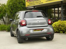 Stainless steel rear silencer left/right each with round tail pipe 80 mm&nbsp;