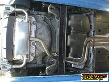 Roestvrijstalen einddemper vervanger met ronde uitlaatpijp 2x80 mm verspringend extra grote uitlaatpijpdiameter 60 mm