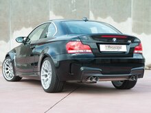 Stainless steel rear silencer left/right each with round Race Line tail pipe 2x80 mm staggered