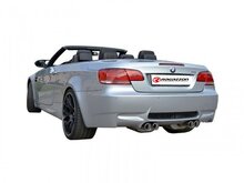 Stainless steel rear silencer left/right each with round Race Line tail pipe 2x80 mm staggered