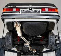 Fox Sportuitlaat Mercedes W123/S123 - compleet uitlaatsysteem voor 6-cilindermotoren, bestaande uit achterdemper, middendemper en voordemper met spruitstuk - 2x50 Type 12 naar buiten gerold