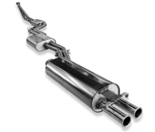 Fox Sportuitlaat Mercedes W123/S123 - complete uitlaatsysteem voor 4-cilindermotoren, bestaande uit achterdemper, middendemper en voordemper met spruitstuk - 2x50 Type 12R naar buiten gerold