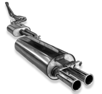 Fox Sportuitlaat Mercedes W123/S123 - complete uitlaatsysteem voor 4-cilindermotoren, bestaande uit achterdemper, middendemper en voordemper met spruitstuk - 2x50 Type 12R naar buiten gerold
