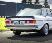 Fox Sportuitlaat Mercedes W123/S123 - 4-cilinder halfsysteem vanaf de katalysator, bestaande uit achterdemper en voordemper - 2x50 type 12R naar buiten gerold