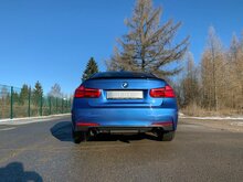 Fox Sportuitlaat BMW F30/31 - 330i/340i xDrive Achterdemper Dwarsuitlaat Rechts/Links - 1x100 Type 25 Rechts/Links Zwart - met uitlaatklep in linker uitlaatpijp - Geschikt voor Rieger Achterdiffuser RIE00088122