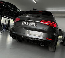 Fox Sportuitlaat Audi A3 - 8V Sportback quattro Facelift Achterdemper, rechter/linker uitgang, inclusief voordemper - 160x130 Type 38 rechts/links zwart