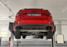 Fox Sportuitlaat Audi S3 GY - Sedan Half uitlaatsysteem van OPF met uitlaatkleppen - 2x106x71 Type 32 rechter/linker uitlaatpijpen zwart ge&euml;mailleerd
