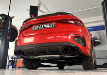 Fox Sportuitlaat Audi S3 GY - Sedan Half uitlaatsysteem van OPF met uitlaatkleppen - 2x115x85 Type 32 rechter/linker uitlaatpijpen zwart ge&euml;mailleerd