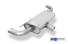 Fox Sportuitlaat Mercedes A-Klasse A45 245 AMG achterdemper, dwarsuitgang rechts/links - uitlaatpijpen komen uit in de originele uitlaatpijpen.