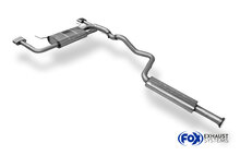 Fox Sportuitlaat Opel Astra J OPC half uitlaatsysteem, bestaande uit een achterdemper met uitgangen links en rechts en verborgen uitlaatpijpen (uitlaatgassen stromen via de originele uitlaatpijpen) en een voordemper.
