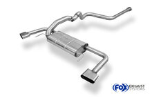 Fox Sportuitlaat Opel Astra J OPC Racing half uitlaatsysteem, bestaande uit een achterdemper met uitgangen links en rechts en verborgen uitlaatpijpen (uitlaatgassen stromen via de originele uitlaatpijpen) en een voordemper.