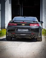 Fox Sportuitlaat Chevrolet Camaro - A1XC dwarsgeplaatste achterdemper, uitlaat rechts/links met 2 uitlaatkleppen - 2x100 Type 25 rechts/links