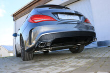 Fox Sportuitlaat Mercedes CLA - C117/ X117 voor AMG-Line/ AMG 45 look achterdemper met dwarsuitgang rechts/links voor modellen met AMG45 of AMG-Line uitlaatpijpen - uitlaatpijpen in originele bumper