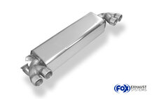 Fox Sportuitlaat Renault Clio II V6 dwarsgeplaatste achterdemper, rechter/linker uitlaat - 2x76 Type 12 rechts/links - Geleverd met gepolijste afdekplaat voor achterbumper