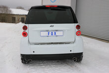 Fox Sportuitlaat Smart Fortwo Coup&eacute; 451 achterdemper, dwarsuitlaat rechts/links, inclusief flexibel stuk - 86x54 type 32 rechts/links