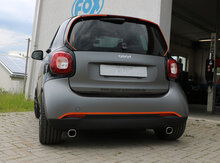 Fox Sportuitlaat Smart Fortwo 453 achterdemper, dwarsuitlaat rechts/links, inclusief flexibel stuk - 78x75 type 70 rechts/links