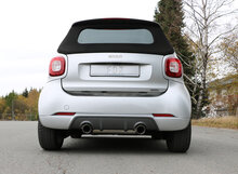 Fox Sportuitlaat Smart Fortwo 453 Coup&eacute; &amp; Cabrio Achterdemper dwarsuitgang rechts/links incl. flexibel stuk - 1x100 Type 25 rechts/links