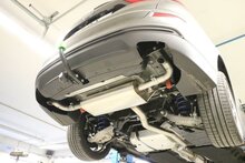 Fox Sportuitlaat Mondeo 5 hatchback/stationwagen/sedan achterdemper met dwarsuitgang rechts/links - uitlaatpijp komt uit achter de originele bumper
