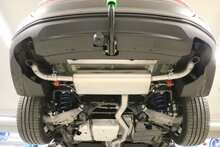 Fox Sportuitlaat Mondeo 5 hatchback/stationwagen/sedan achterdemper met dwarsuitgang rechts/links - uitlaatpijp komt uit achter de originele bumper