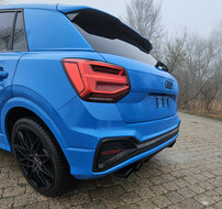 Fox Sportuitlaat Audi Q2 achterdemper, rechter/linker uitlaat, met voordemper - 2x115x85 type 32 rechts/links, zwart ge&euml;mailleerd