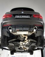 Fox Sportuitlaat FOX sportuitlaat geschikt voor BMW F30/31 - 330i/340i xDrive, dwarsgeplaatste achterdemper met rechter/linker uitlaat - 1x100 Type 25 rechts/links - met uitlaatklep in de linker uitlaatpijp - Past op Rieger achterdiffuser RIE00088122