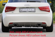 Fox Sportuitlaat Rieger achterdiffuser voor Audi A1 (8X): 08.10-12.14 (pre-facelift) ABS matzwart (afbeelding toont de daadwerkelijke matte ABS-afwerking, slechts een voorbeeld) - voor voertuigen zonder S-Line exterieur