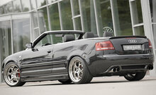 Fox Sportuitlaat Rieger achterdiffuser voor Audi A4 8H (8H): 04.02-12.05 (pre-facelift), 01.06- (post-facelift) | Cabriolet - ABS zwart hoogglans incl. aluminium gaas, montagemateriaal, certificaat
