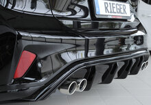 Fox Sportuitlaat Focus 4 (DEH): 09.18 - 5-deurs (hatchback) Ook voor Focus 4 ST (DEH): 06.19 - 5-deurs (hatchback) - Rieger achterdiffuser voor dubbele uitlaat links en rechts (4x80mm diameter), ABS, hoogglans zwart, voor voertuigen met ST-Line, incl. mon
