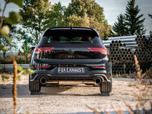 Fox Sportuitlaat VW Golf 8 GTI uitlaatdemper voor en achter, rechter/linker uitlaat 80 mm - 1x125 mm type 25 rechts/links