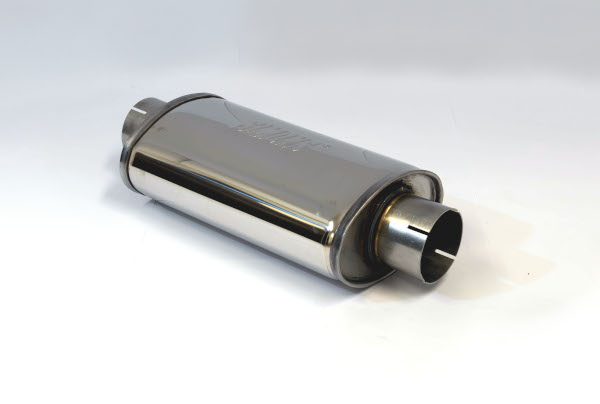 Demper RVS ovaal 115/185mm, lengte 312mm Ø 76mm (3 inch)