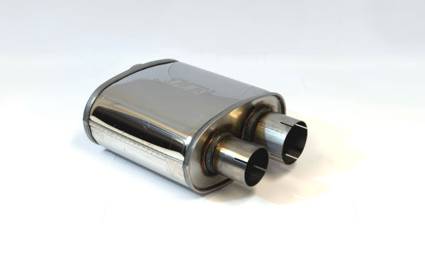 Demper RVS split 76-63 ovaal 140/270mm, lengte 250mm, Ø 76mm (3 inch)