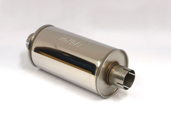 Demper RVS Ø 160mm Rond, lengte 312mm Ø 63,5mm (2,5 inch)