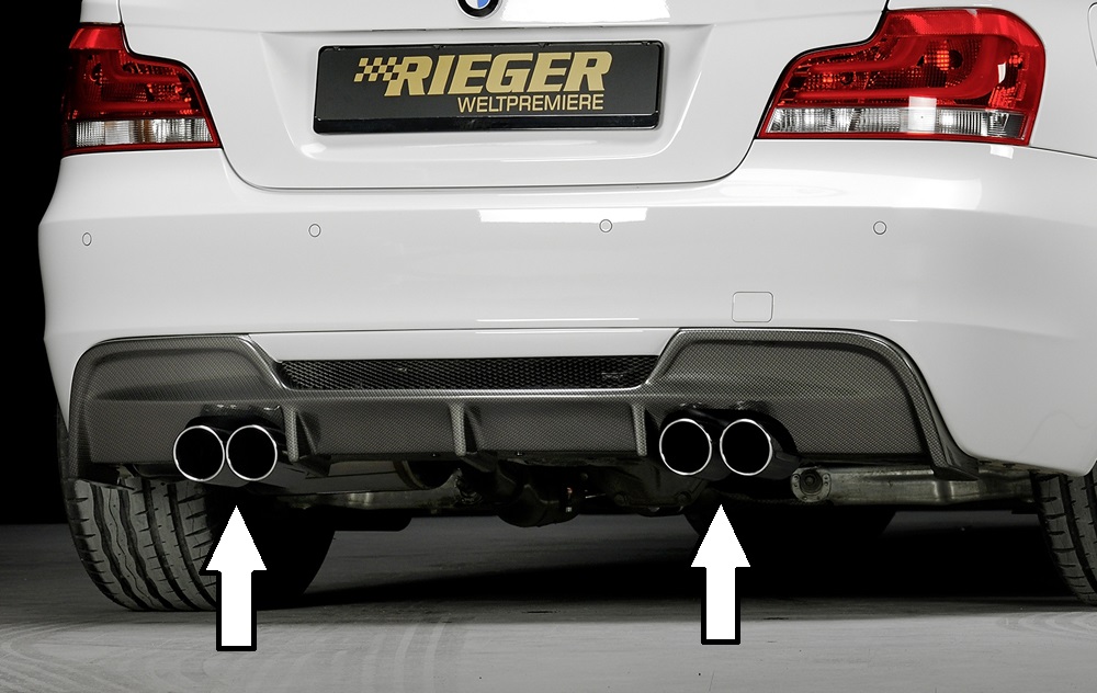 Rieger Tuning uitlaatdemper BMW E82/E88 Coup&eacute;/Cabrio BMW 1-Serie E82/88 alleen 135i Bi-Turbo (225kW/306pk) links/rechts OO/OO 80mm