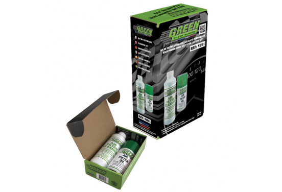 Green onderhoudsset voor sportluchtfilter met reiniger en olie
