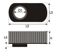 GREEN Universeel filter Cilindrisch single-cone &Oslash; 50mm flens Inox top