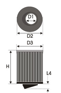 GREEN Universeel filter Cilindrisch single-cone &Oslash; 62,5mm flens Inox top - 150mm hoog, diameter 100mm