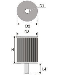 GREEN Universeel filter Carterontluchting Stalen buis Inox top - 62mm hoog, diameter 50mm
