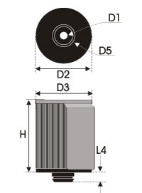 GREEN Universeel filter Carterontluchting Stalen buis Inox top & terugslagplaat - 62mm hoog, diameter 75mm