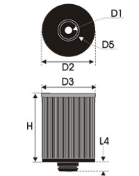 GREEN Universeel filter Carterontluchting Stalen buis Inox top - 75mm hoog, diameter 75mm
