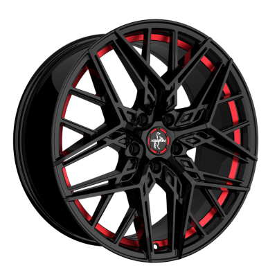 Keskin KT25 - BLACK PAINTED RED INSIDE - 8.5J x 20inch ET45 5x114.3 naaf 72.6
