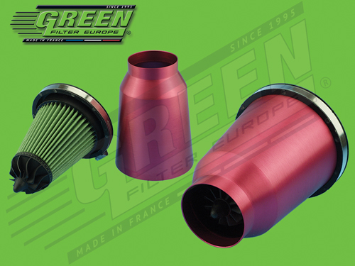 GREEN Universele Power Filter Twister Rood hoogte 185 mm, basis 145 mm, top 79 mm