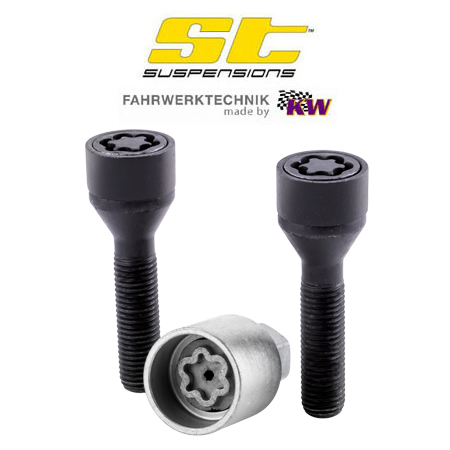 ST Velgsloten - Slotbouten M14 conisch 60&deg; M14x1.25 - Lengte 28mm, SW17 - 2 wielbouten + sleutel zwart - ST56120166