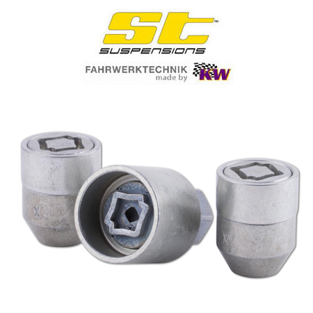 ST Velgsloten - Slotmoeren M12 conisch 60&deg; M12x1.25 - Lengte 30m, gesloten SW21 - 2 wielmoeren + sleutel zilver - ST56120130