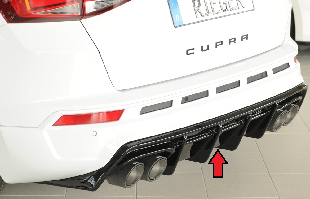 Rieger Tuning diffuser Glanzend zwart Seat Ateca Cupra voor voertuigen met originele trekhaak