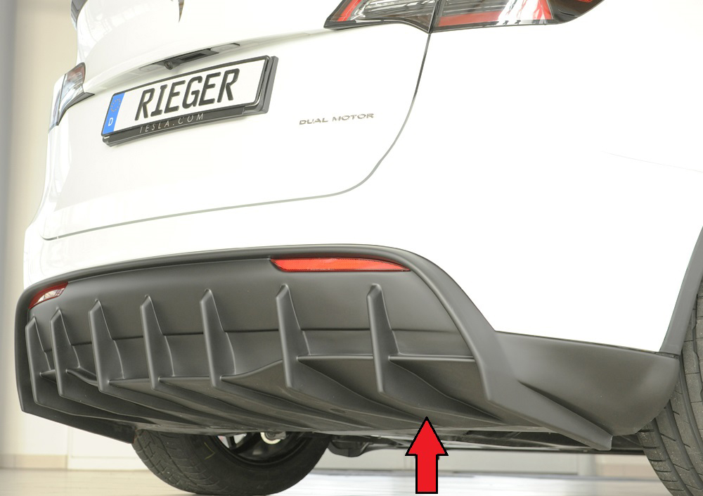 Rieger Tuning diffuser Matt Zwart Tesla Model Y voor voertuigen met trekhaak