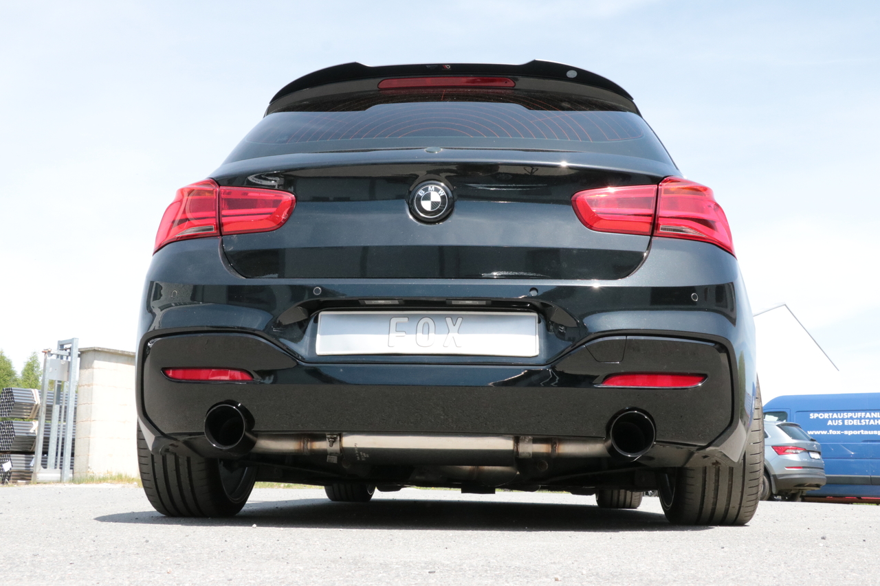 Fox Sportuitlaat BMW F20/21 - 118i met OPF dwarsgeplaatste achterdemper, rechter/linker uitlaat - 1x100 Type 25 rechts/links, zwart ge&euml;mailleerd