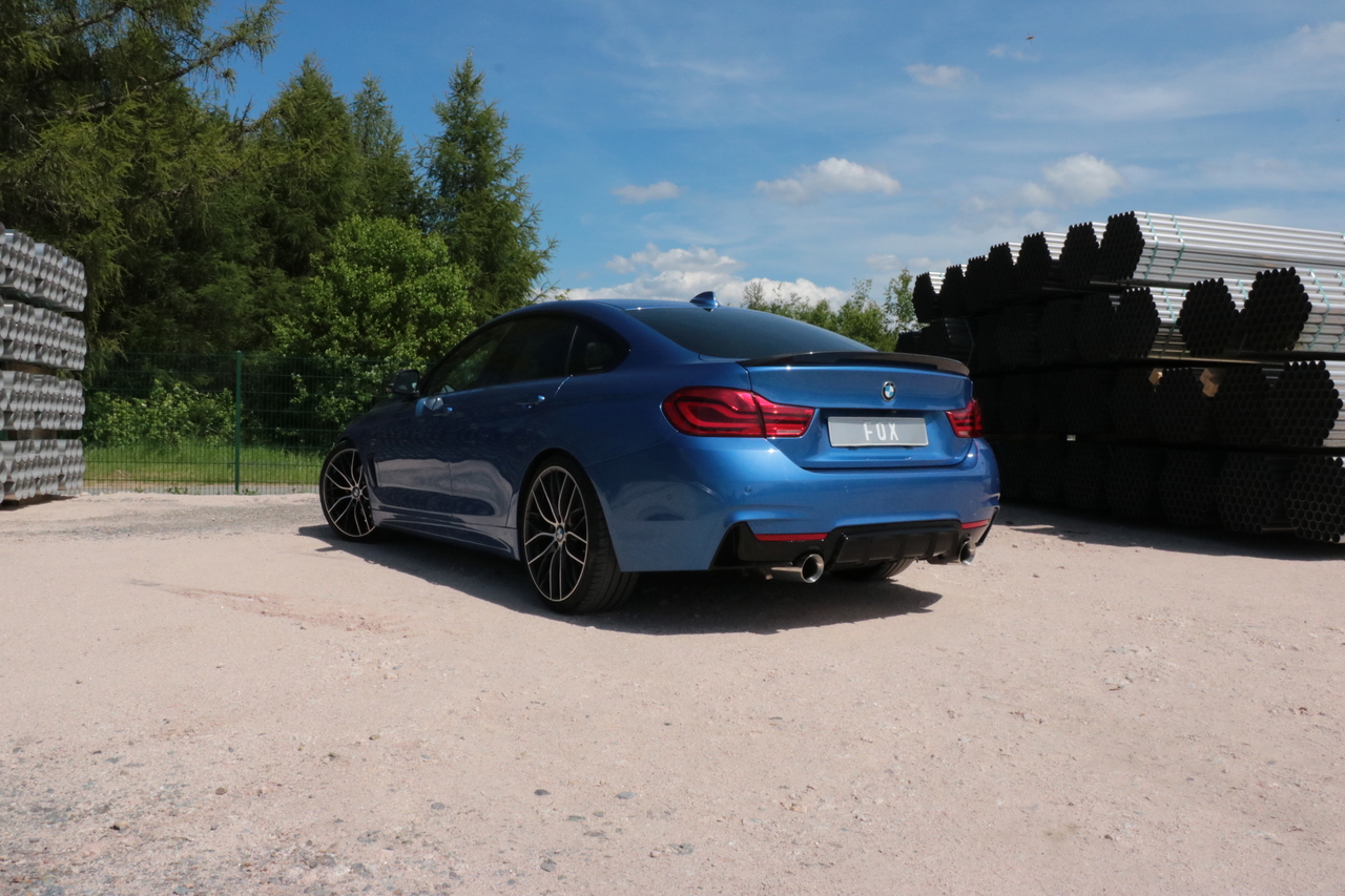Fox Sportuitlaat BMW F36 - 440i xDrive Grand Coupe - M-pakket Achterdemper dwarsuitlaat rechts/links - 1x100 Type 25 rechts/links - met uitlaatklep in de linker uitlaatpijp